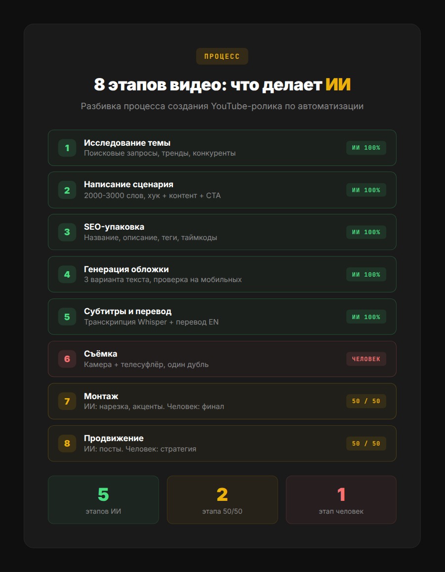 8 этапов создания YouTube-ролика — что делает ИИ